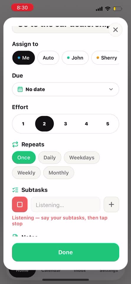 Loadlight capture panel with subtasks